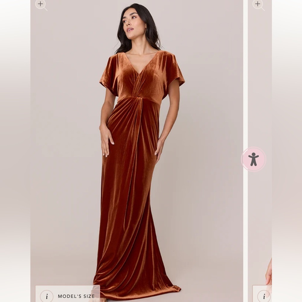 Revelry gween velvet terracotta Rust Maxi Dress size 10 - Picture 2 of 14